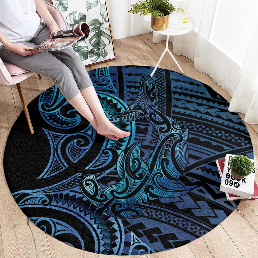 New Zealand Hammerhead Shark Round Carpet Maori Haehae Mangopare Galaxy - Vibe Hoodie