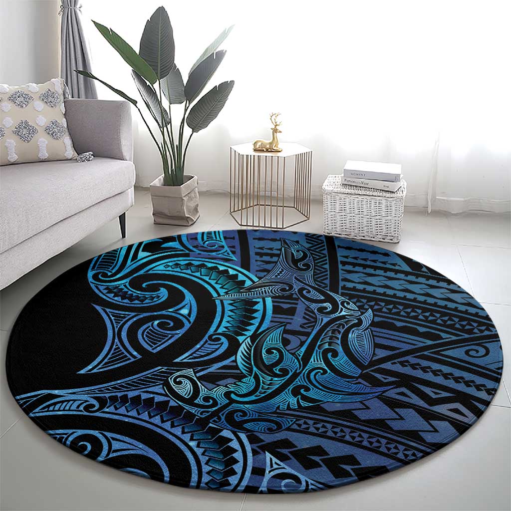 New Zealand Hammerhead Shark Round Carpet Maori Haehae Mangopare Galaxy - Vibe Hoodie