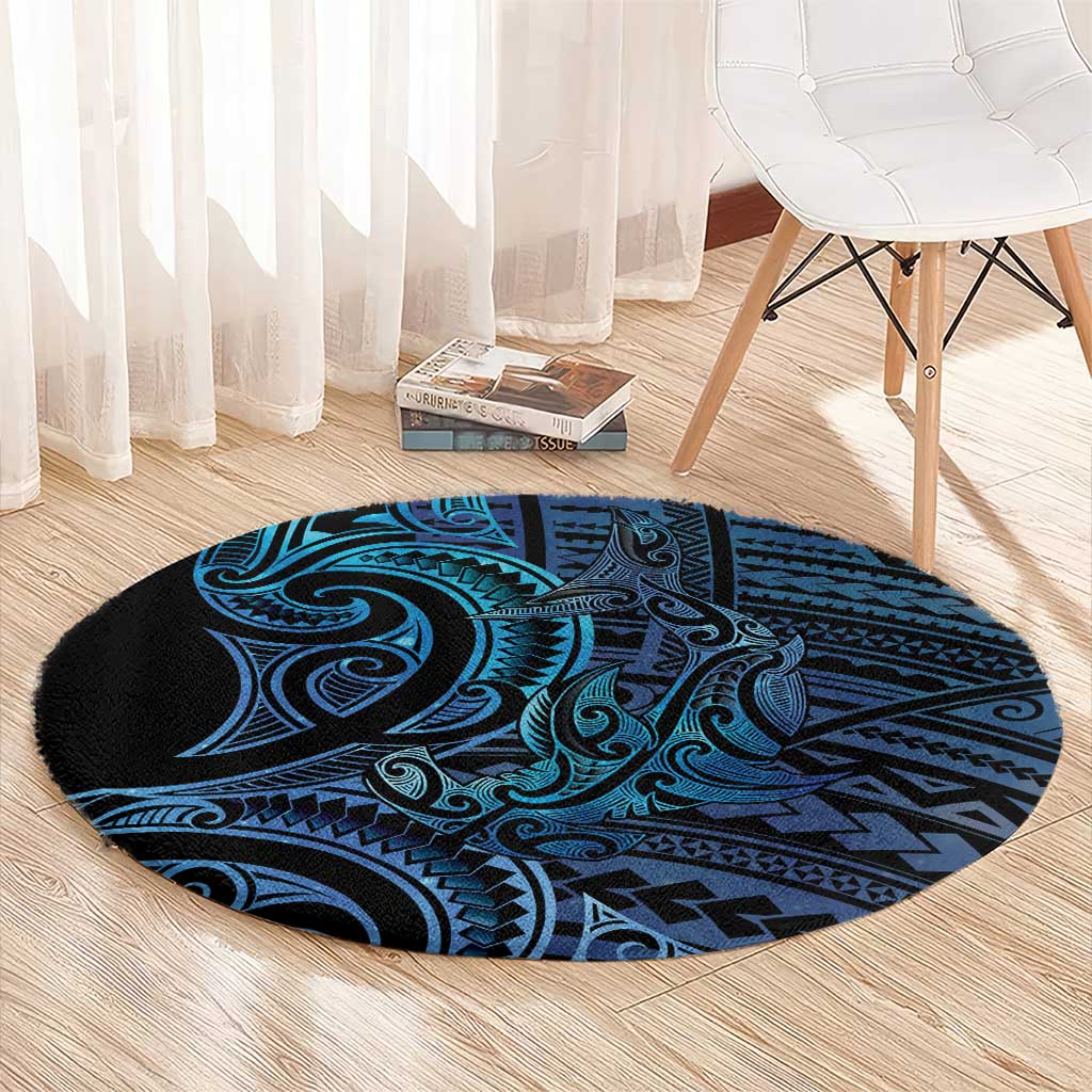 New Zealand Hammerhead Shark Round Carpet Maori Haehae Mangopare Galaxy - Vibe Hoodie