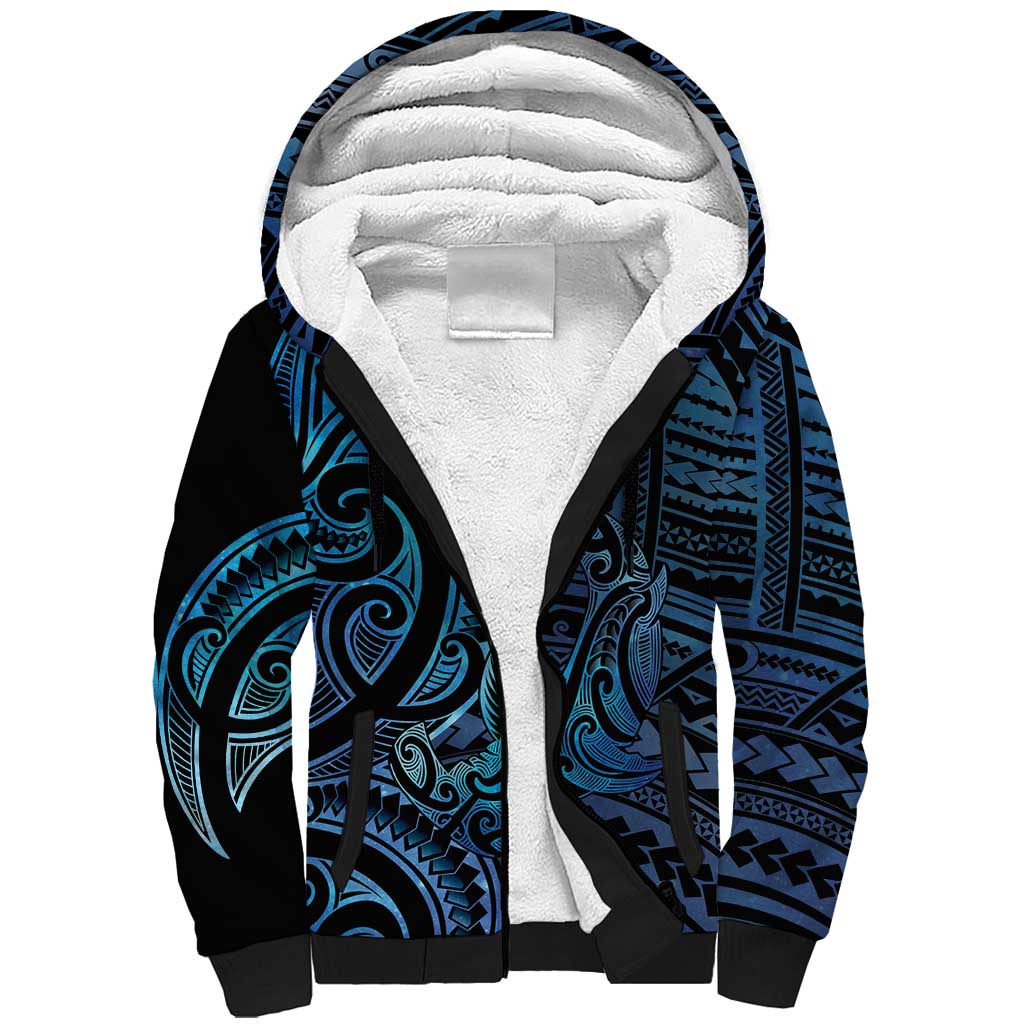 New Zealand Hammerhead Shark Sherpa Hoodie Maori Haehae Mangopare Galaxy - Vibe Hoodie