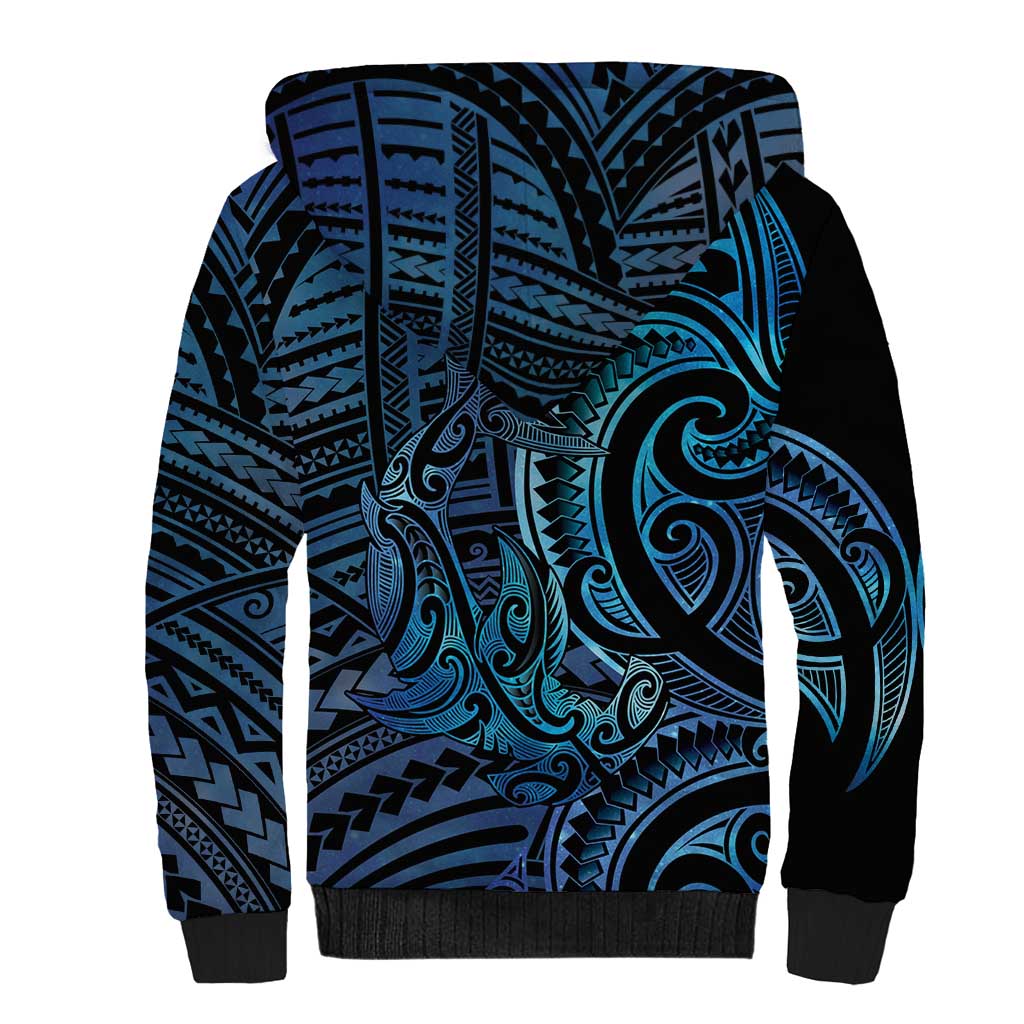 New Zealand Hammerhead Shark Sherpa Hoodie Maori Haehae Mangopare Galaxy - Vibe Hoodie
