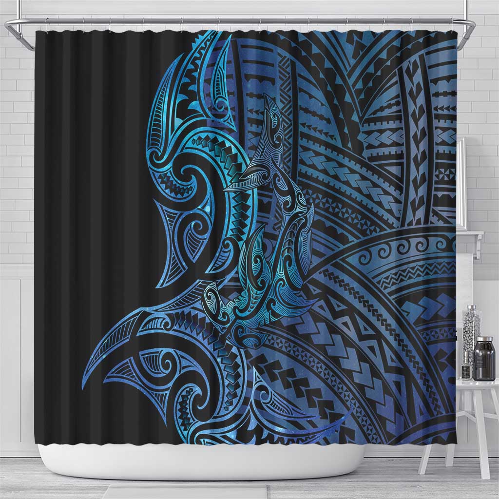 New Zealand Hammerhead Shark Shower Curtain Maori Haehae Mangopare Galaxy - Vibe Hoodie
