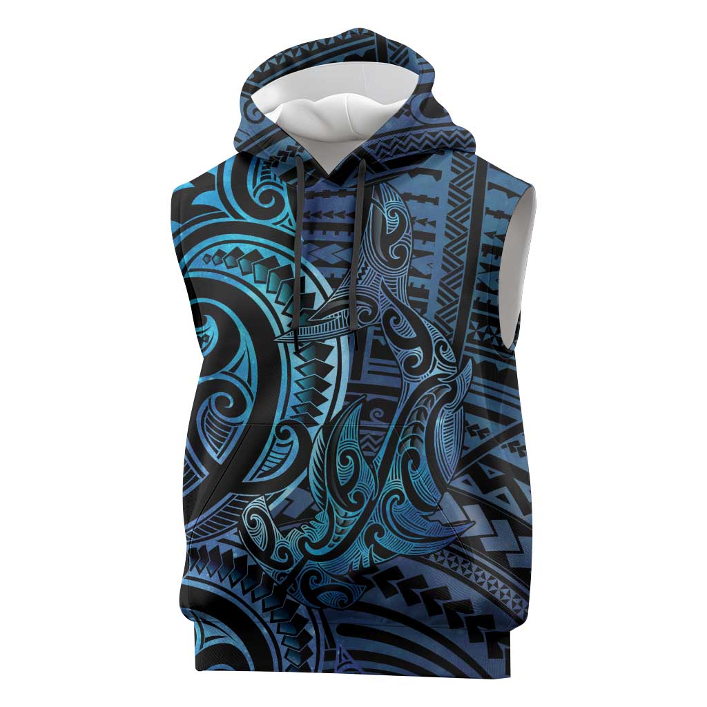 New Zealand Hammerhead Shark Sleeveless Hoodie Maori Haehae Mangopare Galaxy - Vibe Hoodie