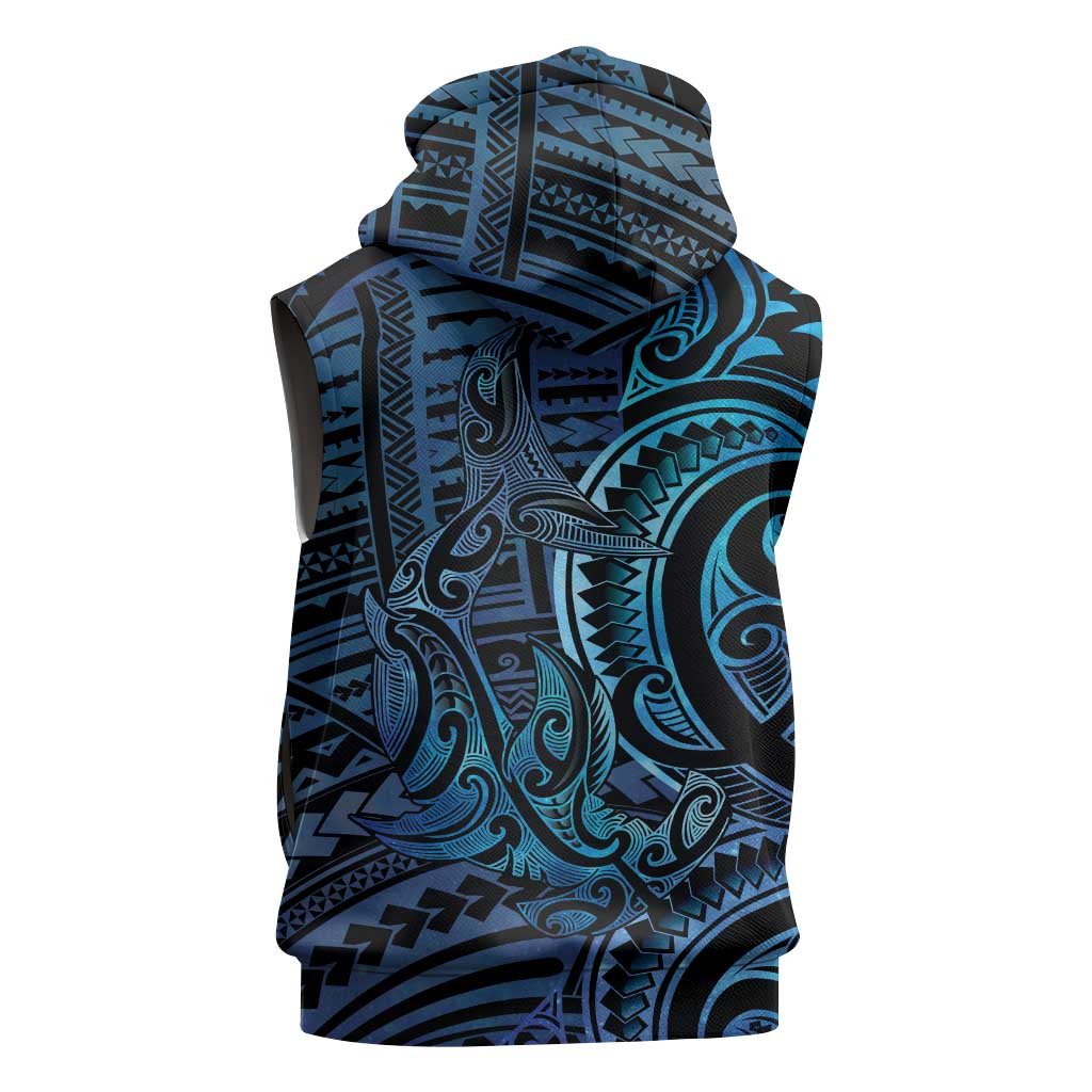 New Zealand Hammerhead Shark Sleeveless Hoodie Maori Haehae Mangopare Galaxy - Vibe Hoodie