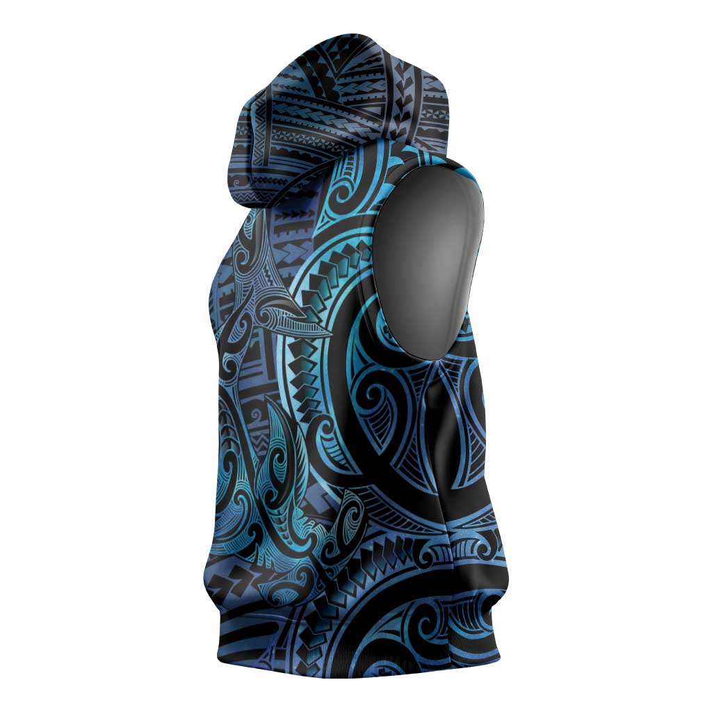 New Zealand Hammerhead Shark Sleeveless Hoodie Maori Haehae Mangopare Galaxy - Vibe Hoodie