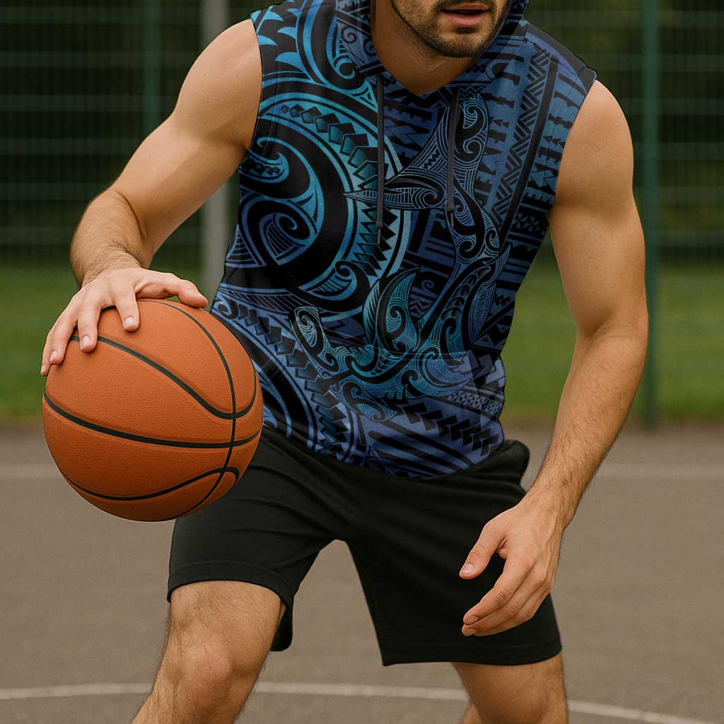 New Zealand Hammerhead Shark Sleeveless Hoodie Maori Haehae Mangopare Galaxy - Vibe Hoodie