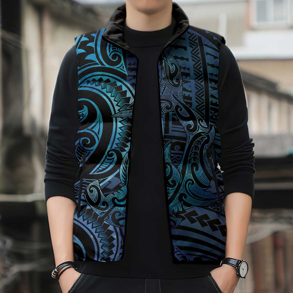 New Zealand Hammerhead Shark Sleeveless Puffer Jacket Maori Haehae Mangopare Galaxy - Vibe Hoodie