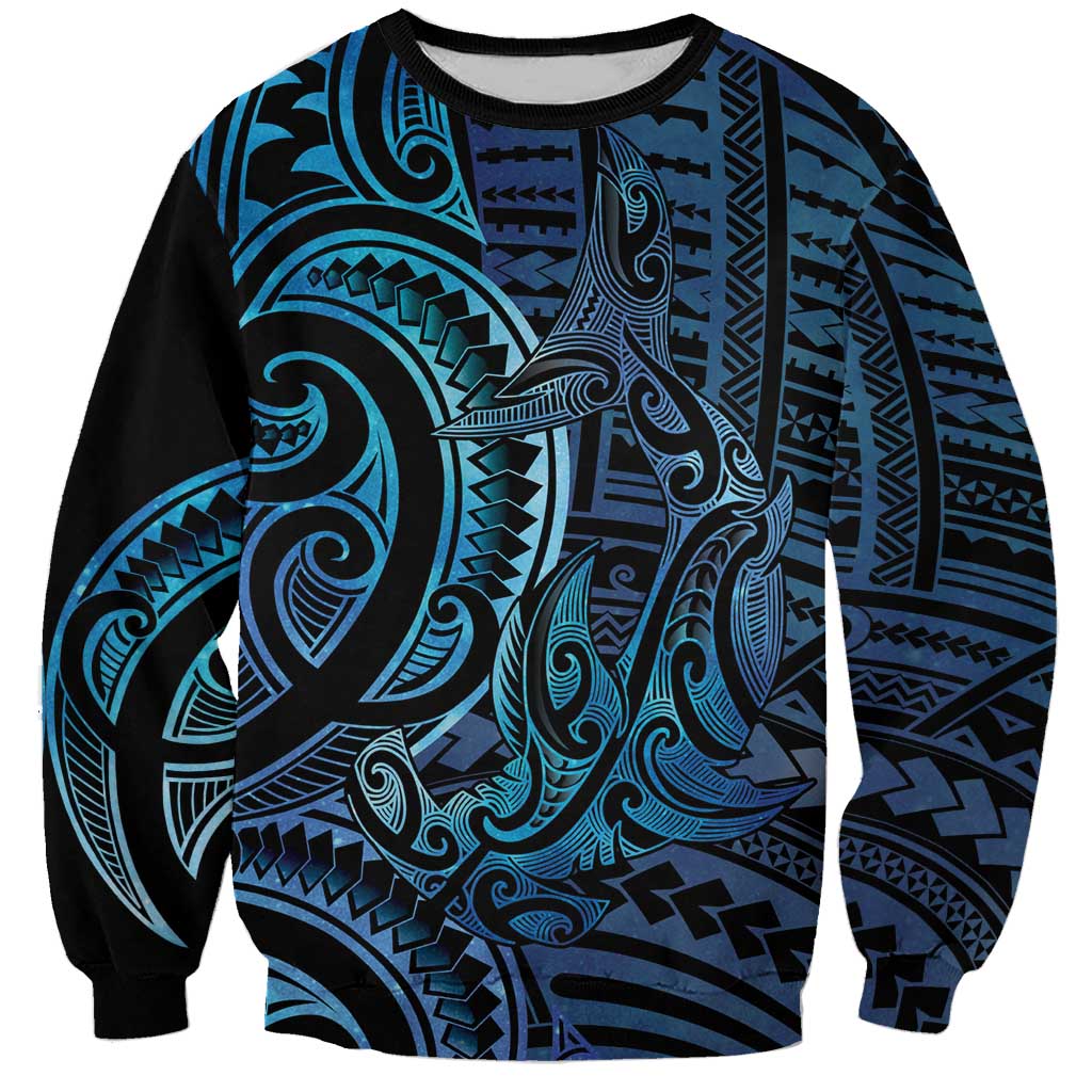New Zealand Hammerhead Shark Sweatshirt Maori Haehae Mangopare Galaxy - Vibe Hoodie