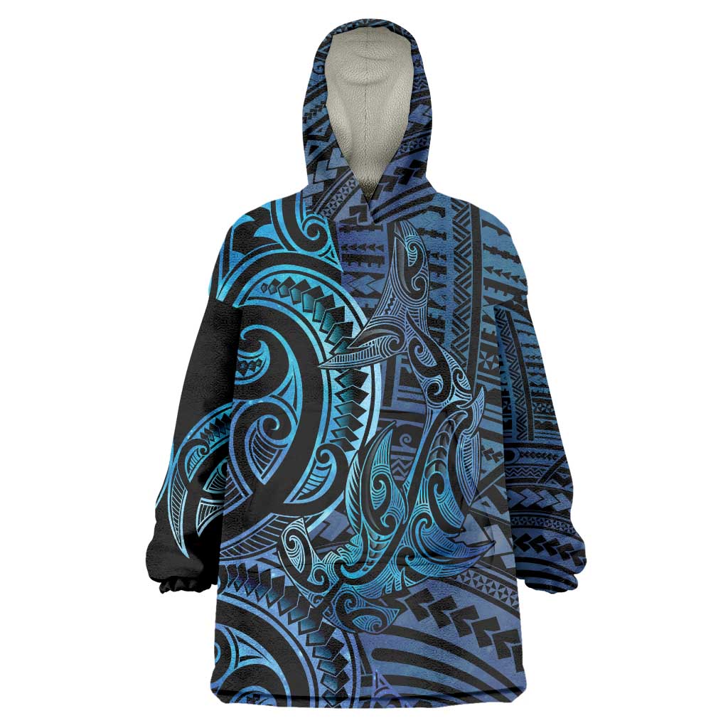 New Zealand Hammerhead Shark Wearable Blanket Hoodie Maori Haehae Mangopare Galaxy - Vibe Hoodie