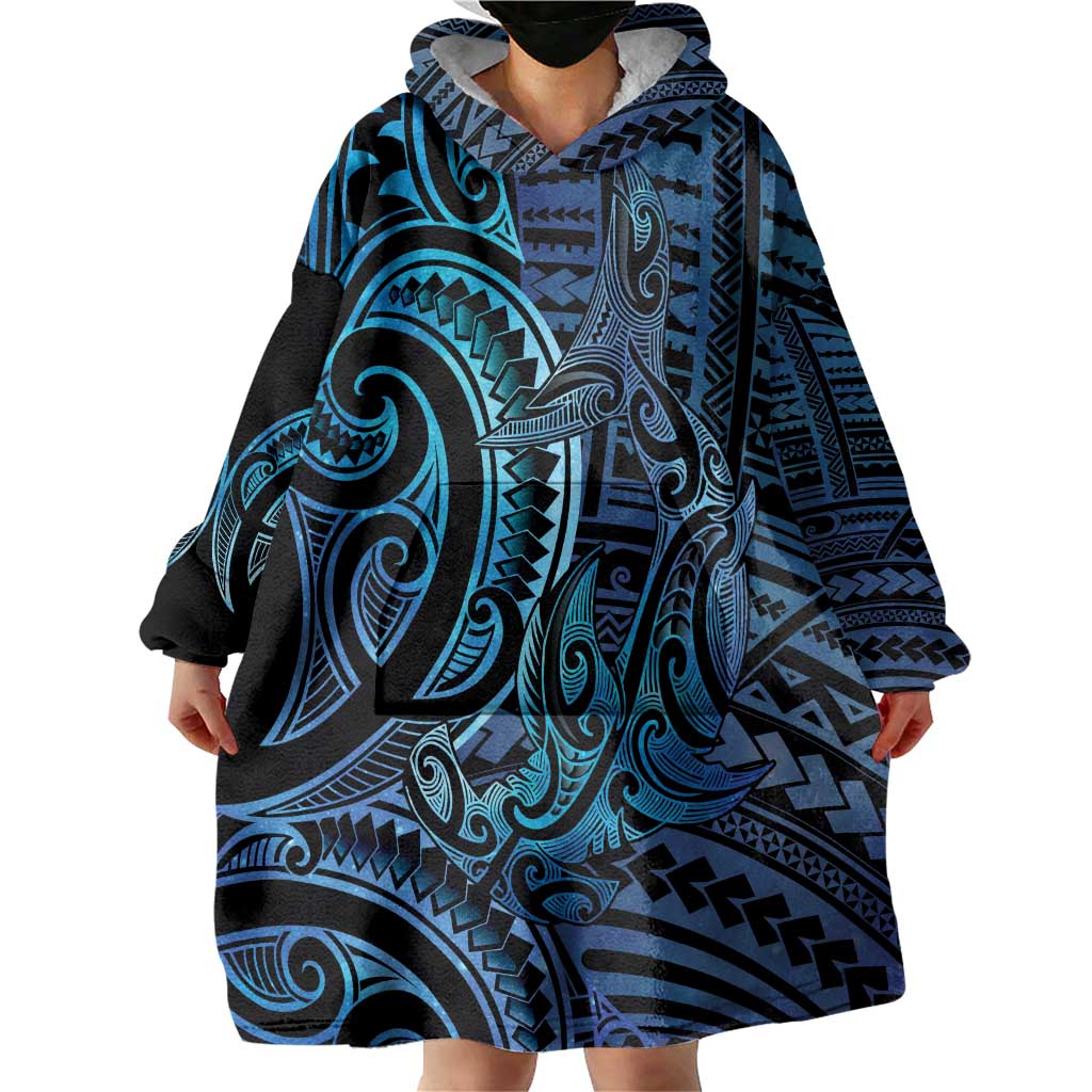 New Zealand Hammerhead Shark Wearable Blanket Hoodie Maori Haehae Mangopare Galaxy - Vibe Hoodie