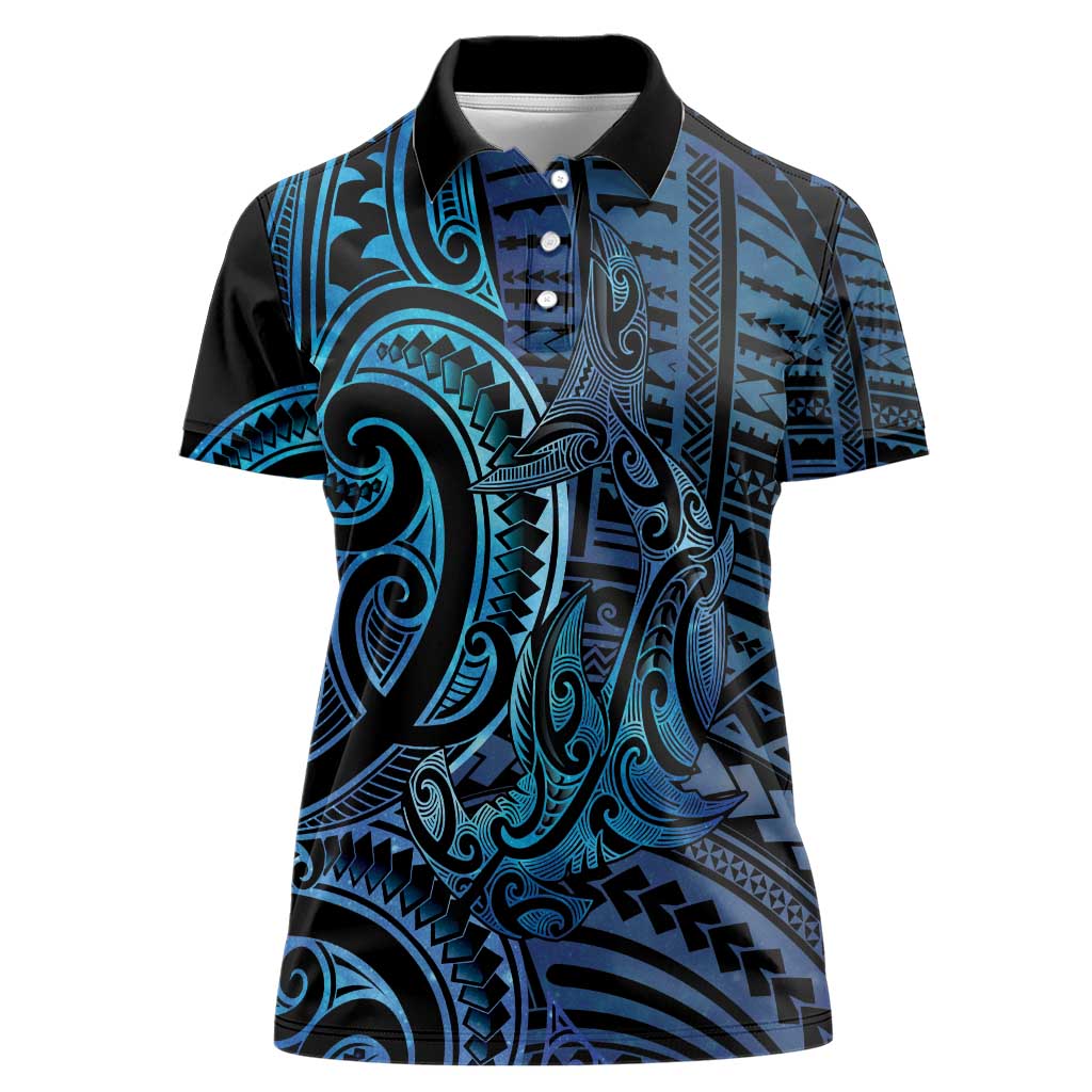 New Zealand Hammerhead Shark Women Polo Shirt Maori Haehae Mangopare Galaxy - Vibe Hoodie