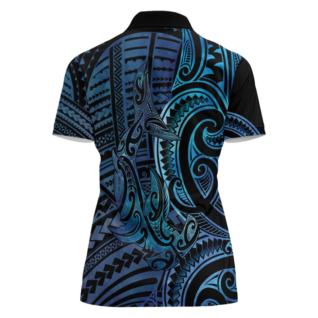 New Zealand Hammerhead Shark Women Polo Shirt Maori Haehae Mangopare Galaxy - Vibe Hoodie