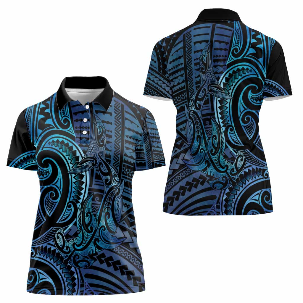 New Zealand Hammerhead Shark Women Polo Shirt Maori Haehae Mangopare Galaxy - Vibe Hoodie