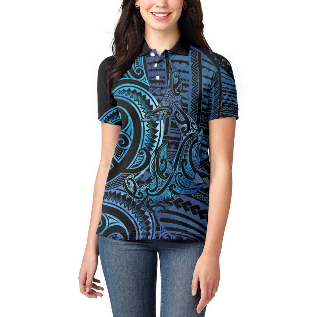 New Zealand Hammerhead Shark Women Polo Shirt Maori Haehae Mangopare Galaxy - Vibe Hoodie