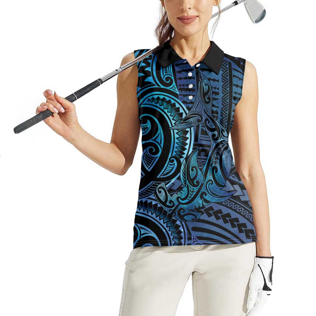 New Zealand Hammerhead Shark Women Sleeveless Polo Shirt Maori Haehae Mangopare Galaxy - Vibe Hoodie