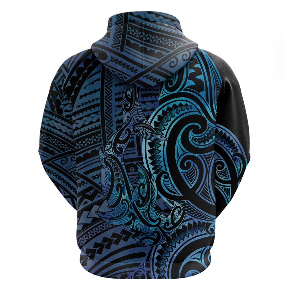 New Zealand Hammerhead Shark Zip Hoodie Maori Haehae Mangopare Galaxy - Vibe Hoodie