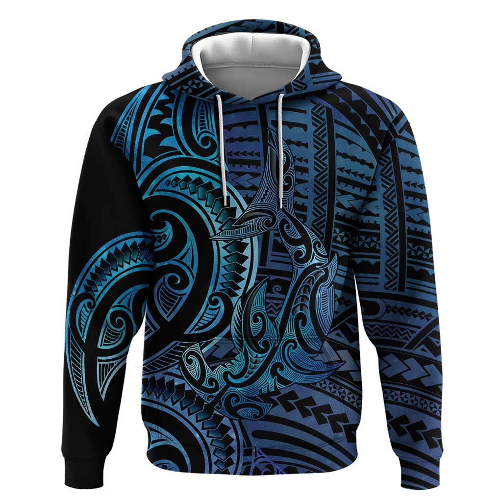 New Zealand Hammerhead Shark Zip Hoodie Maori Haehae Mangopare Galaxy - Vibe Hoodie