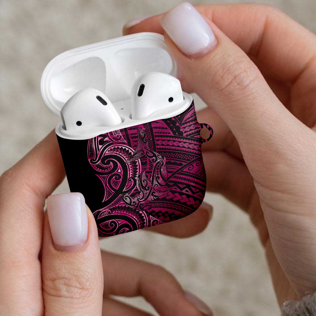 New Zealand Hammerhead Shark AirPods Case Maori Haehae Mangopare Pink - Vibe Hoodie