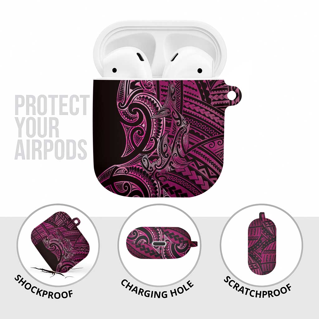 New Zealand Hammerhead Shark AirPods Case Maori Haehae Mangopare Pink - Vibe Hoodie