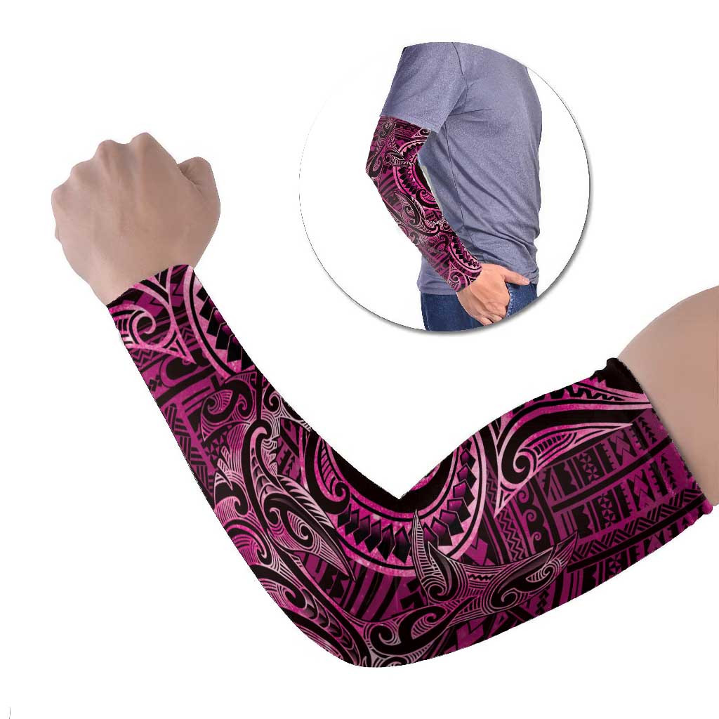 New Zealand Hammerhead Shark Arm Sleeves Maori Haehae Mangopare Pink - Vibe Hoodie