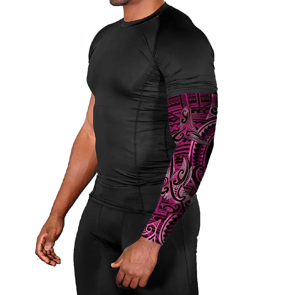 New Zealand Hammerhead Shark Arm Sleeves Maori Haehae Mangopare Pink - Vibe Hoodie