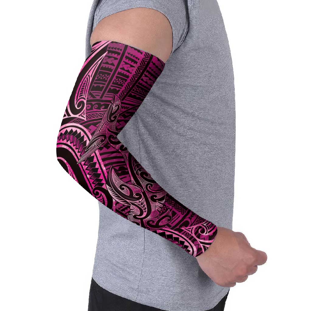 New Zealand Hammerhead Shark Arm Sleeves Maori Haehae Mangopare Pink - Vibe Hoodie