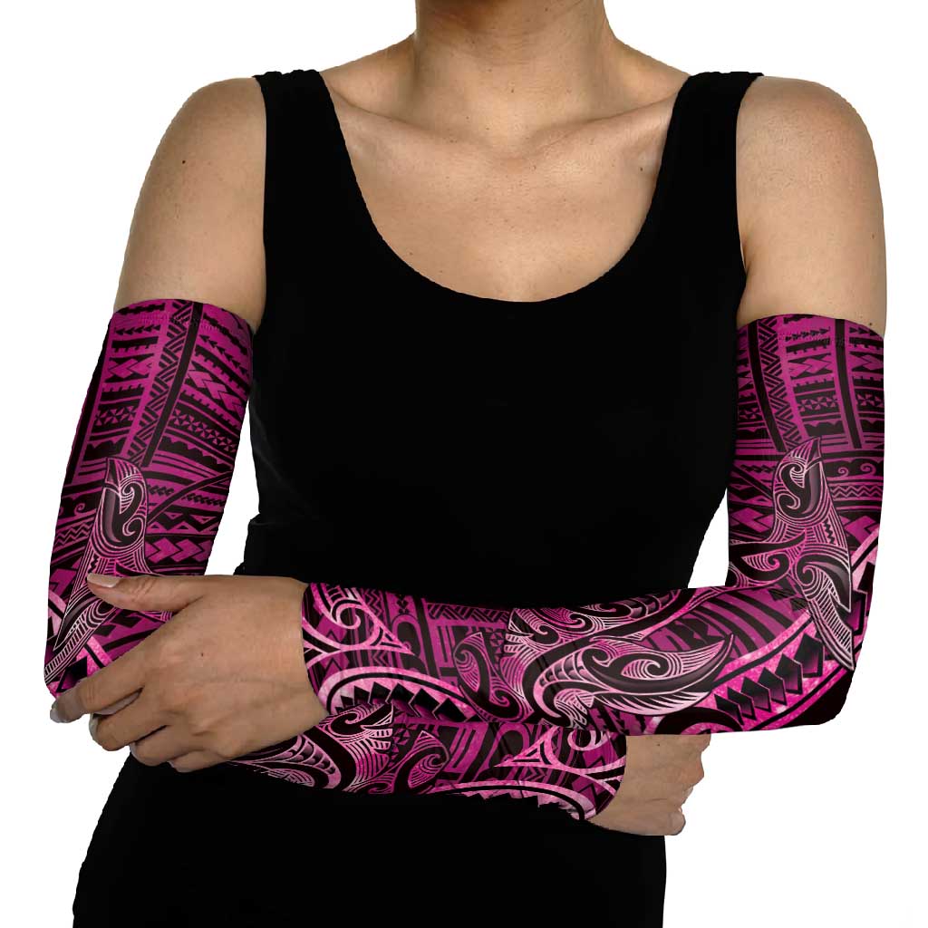 New Zealand Hammerhead Shark Arm Sleeves Maori Haehae Mangopare Pink - Vibe Hoodie