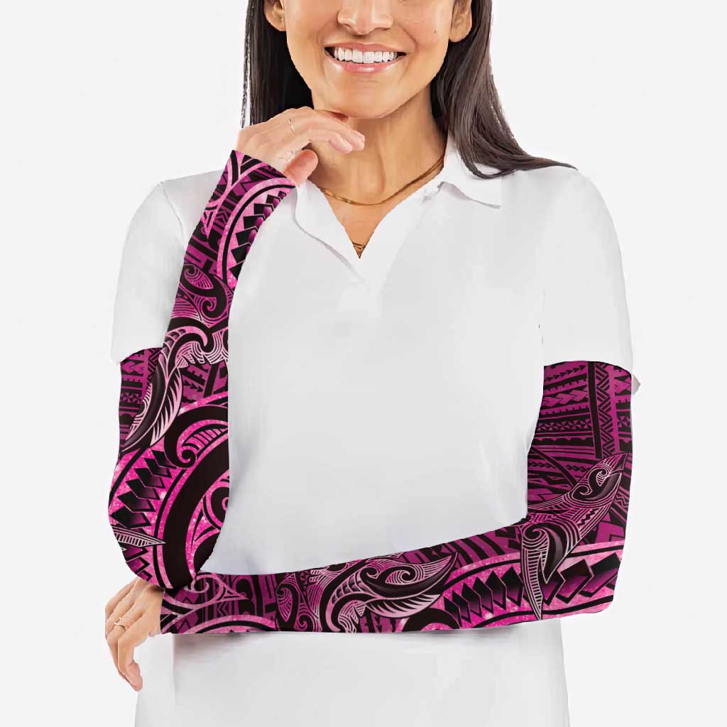 New Zealand Hammerhead Shark Arm Sleeves Maori Haehae Mangopare Pink - Vibe Hoodie