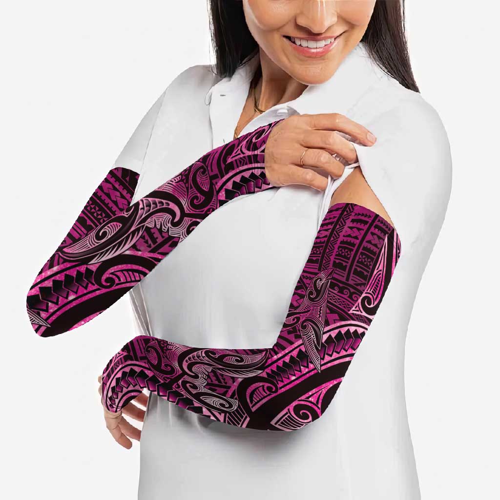 New Zealand Hammerhead Shark Arm Sleeves Maori Haehae Mangopare Pink - Vibe Hoodie