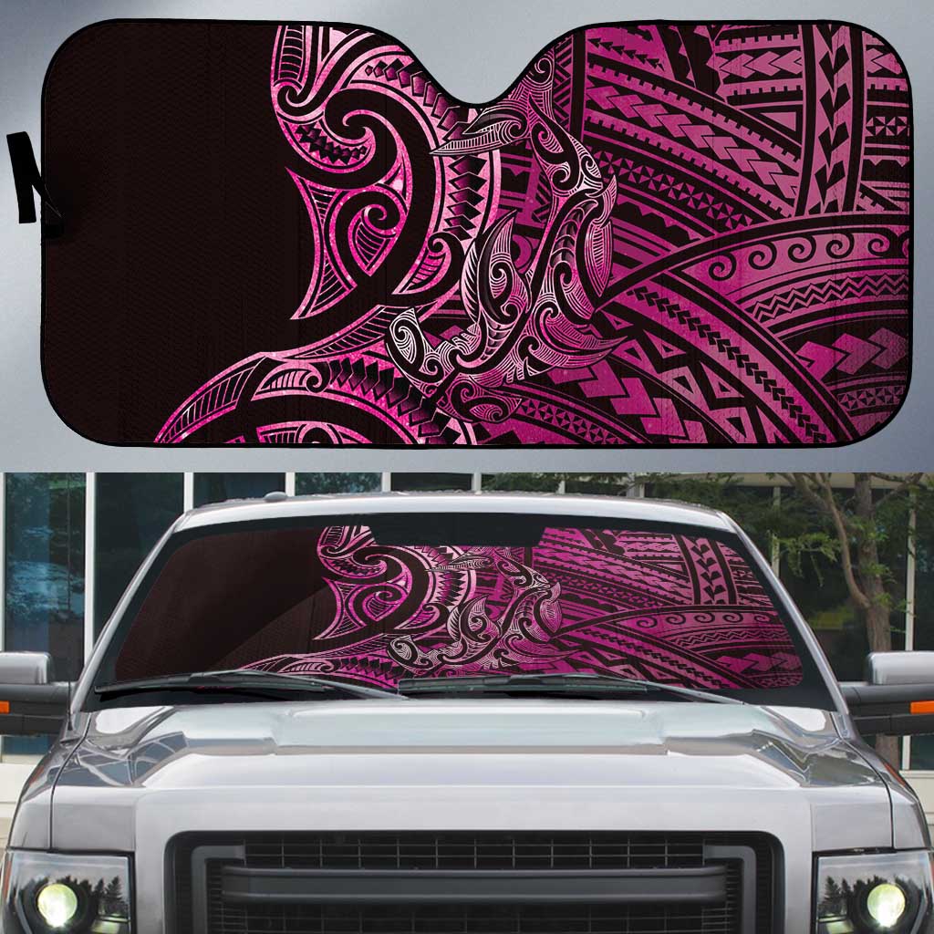 New Zealand Hammerhead Shark Auto Sun Shade Maori Haehae Mangopare Pink - Vibe Hoodie