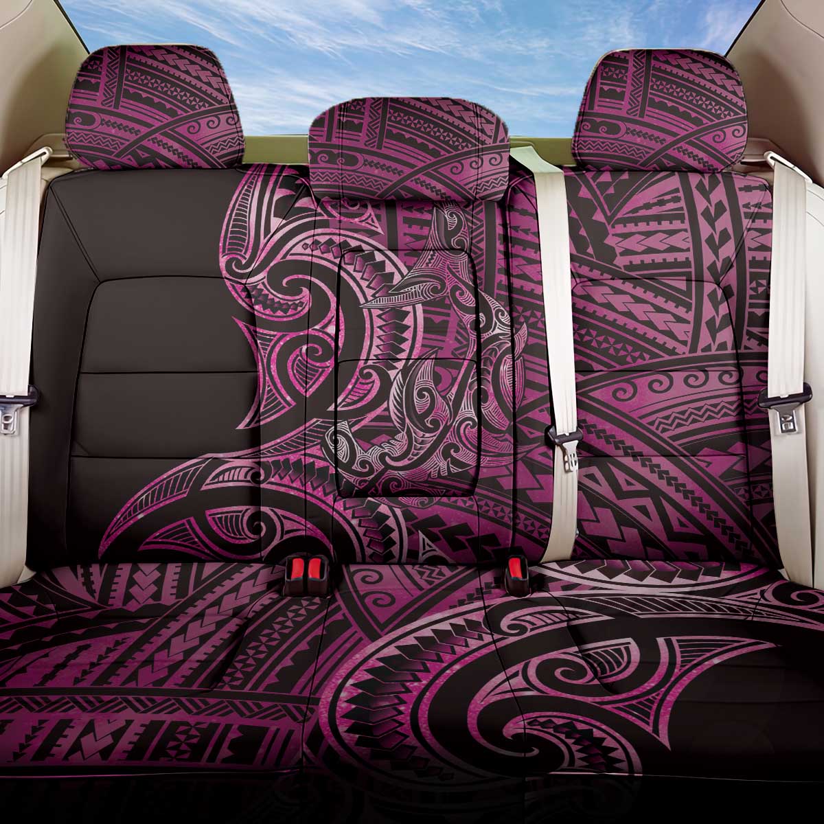 New Zealand Hammerhead Shark Back Car Seat Cover Maori Haehae Mangopare Pink - Vibe Hoodie