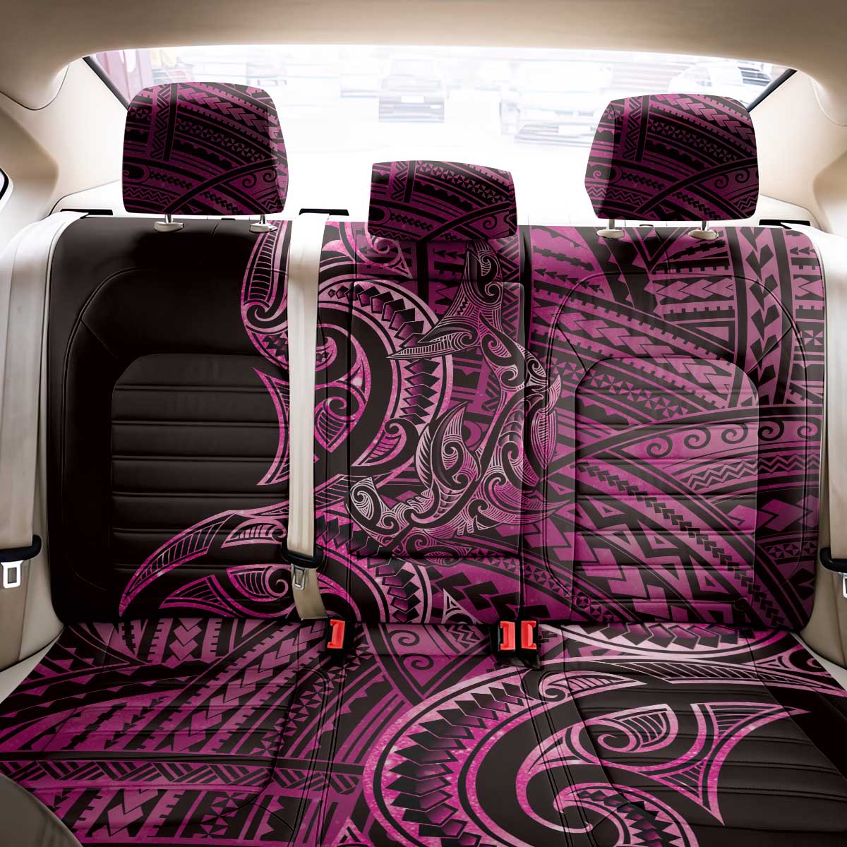 New Zealand Hammerhead Shark Back Car Seat Cover Maori Haehae Mangopare Pink - Vibe Hoodie