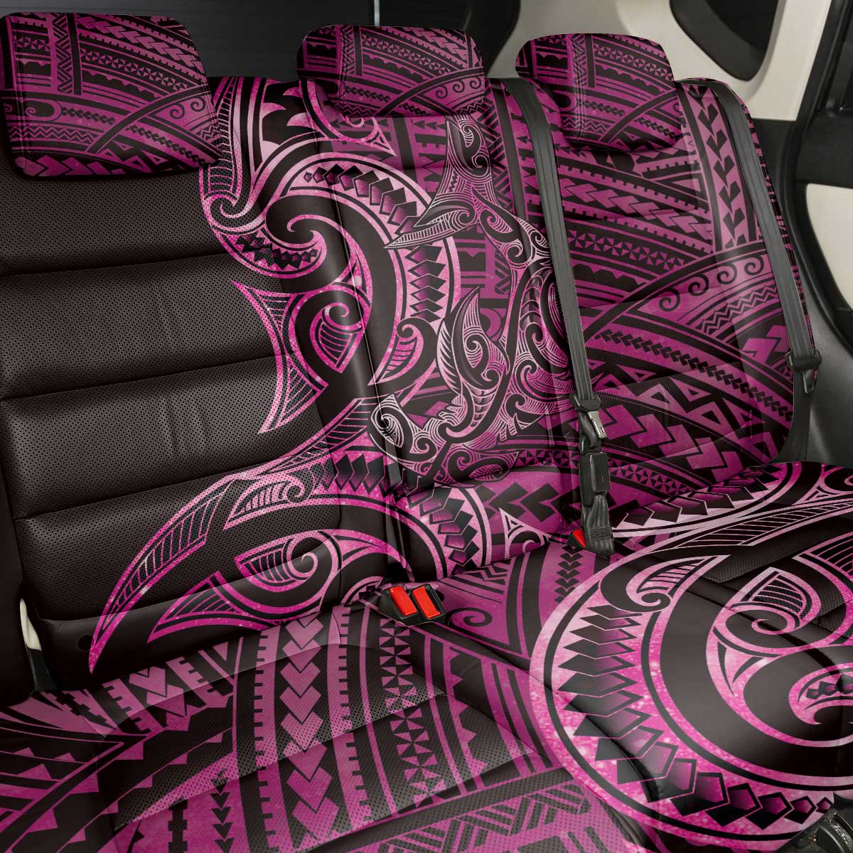 New Zealand Hammerhead Shark Back Car Seat Cover Maori Haehae Mangopare Pink - Vibe Hoodie