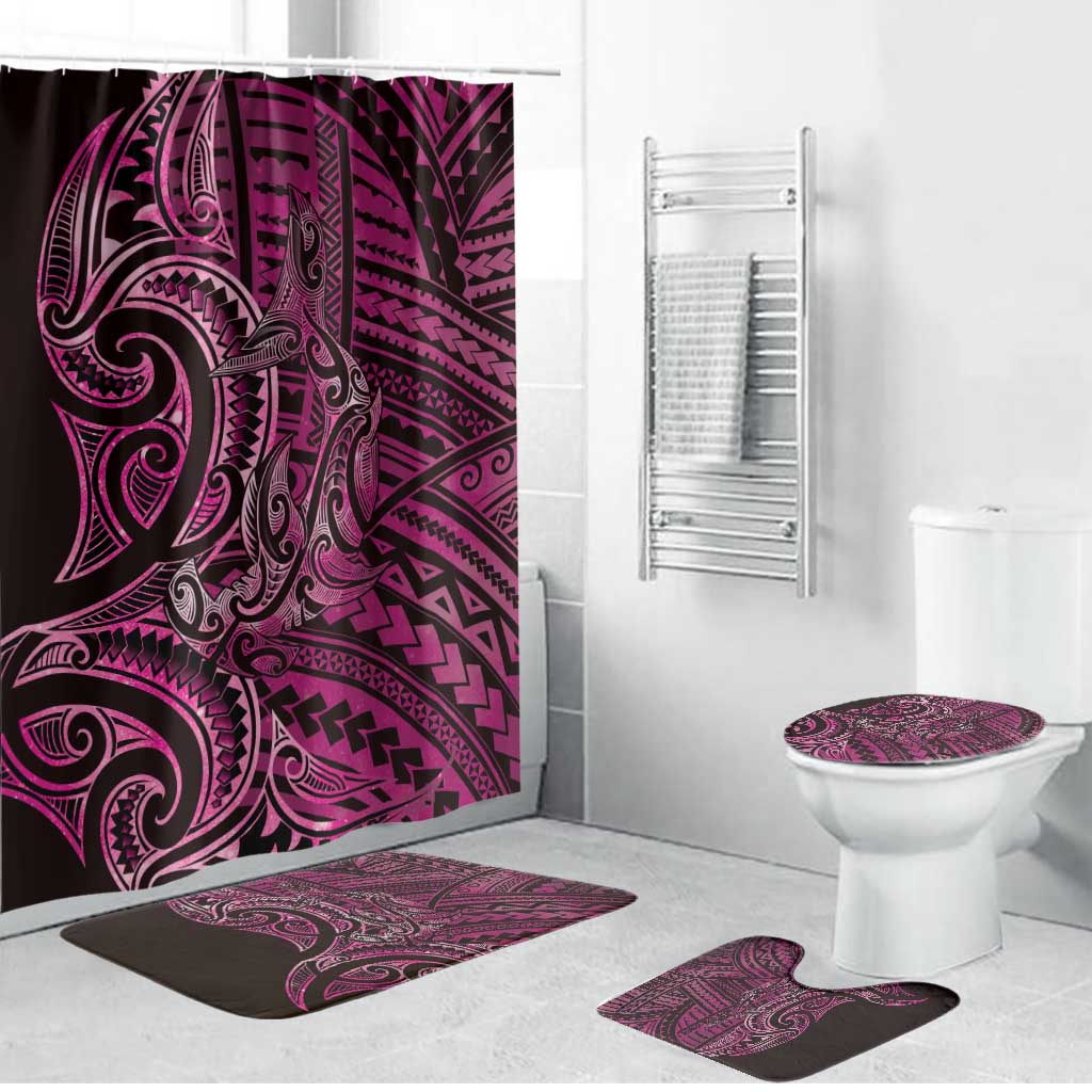 New Zealand Hammerhead Shark Bathroom Set Maori Haehae Mangopare Pink - Vibe Hoodie