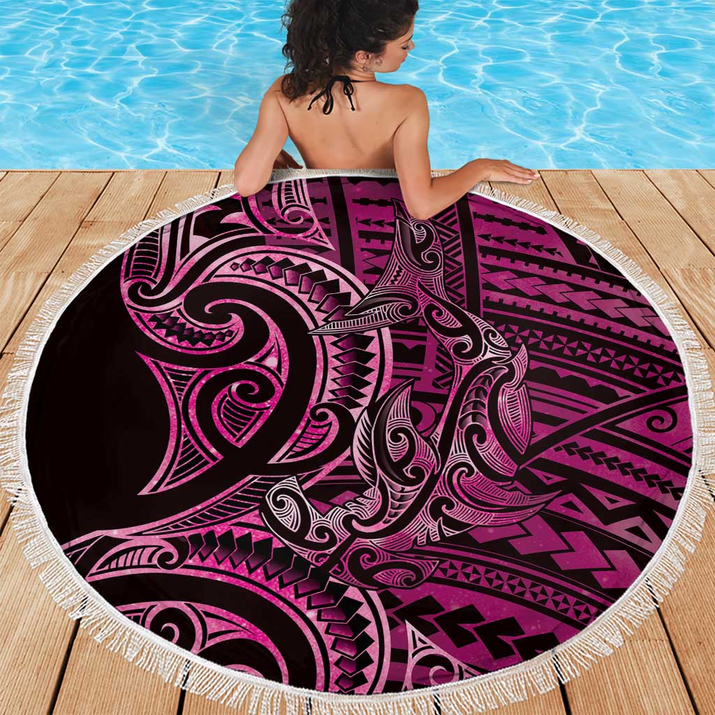 New Zealand Hammerhead Shark Beach Blanket Maori Haehae Mangopare Pink - Vibe Hoodie