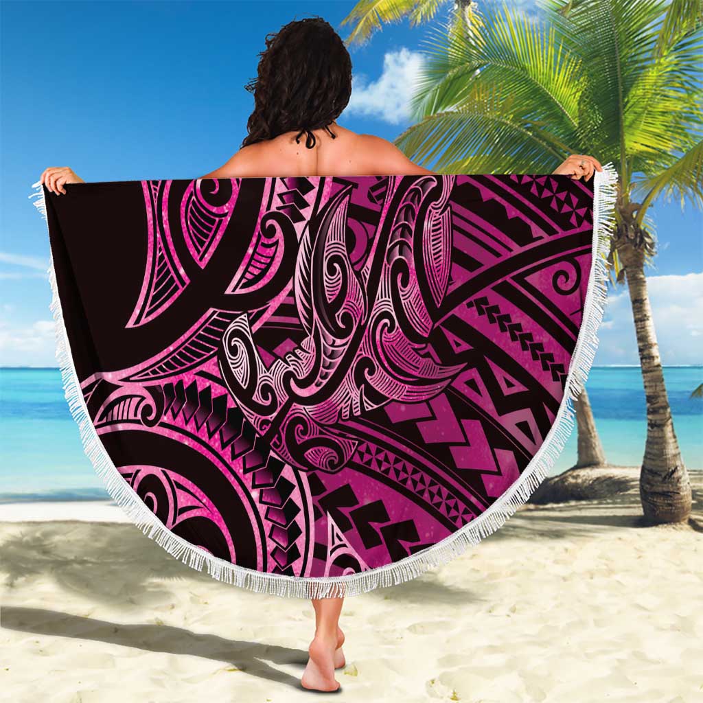 New Zealand Hammerhead Shark Beach Blanket Maori Haehae Mangopare Pink - Vibe Hoodie