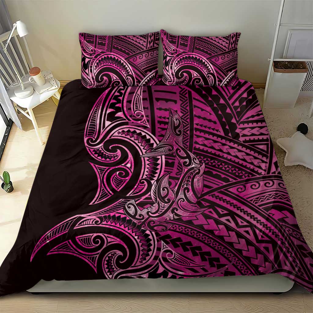 New Zealand Hammerhead Shark Bedding Set Maori Haehae Mangopare Pink - Vibe Hoodie