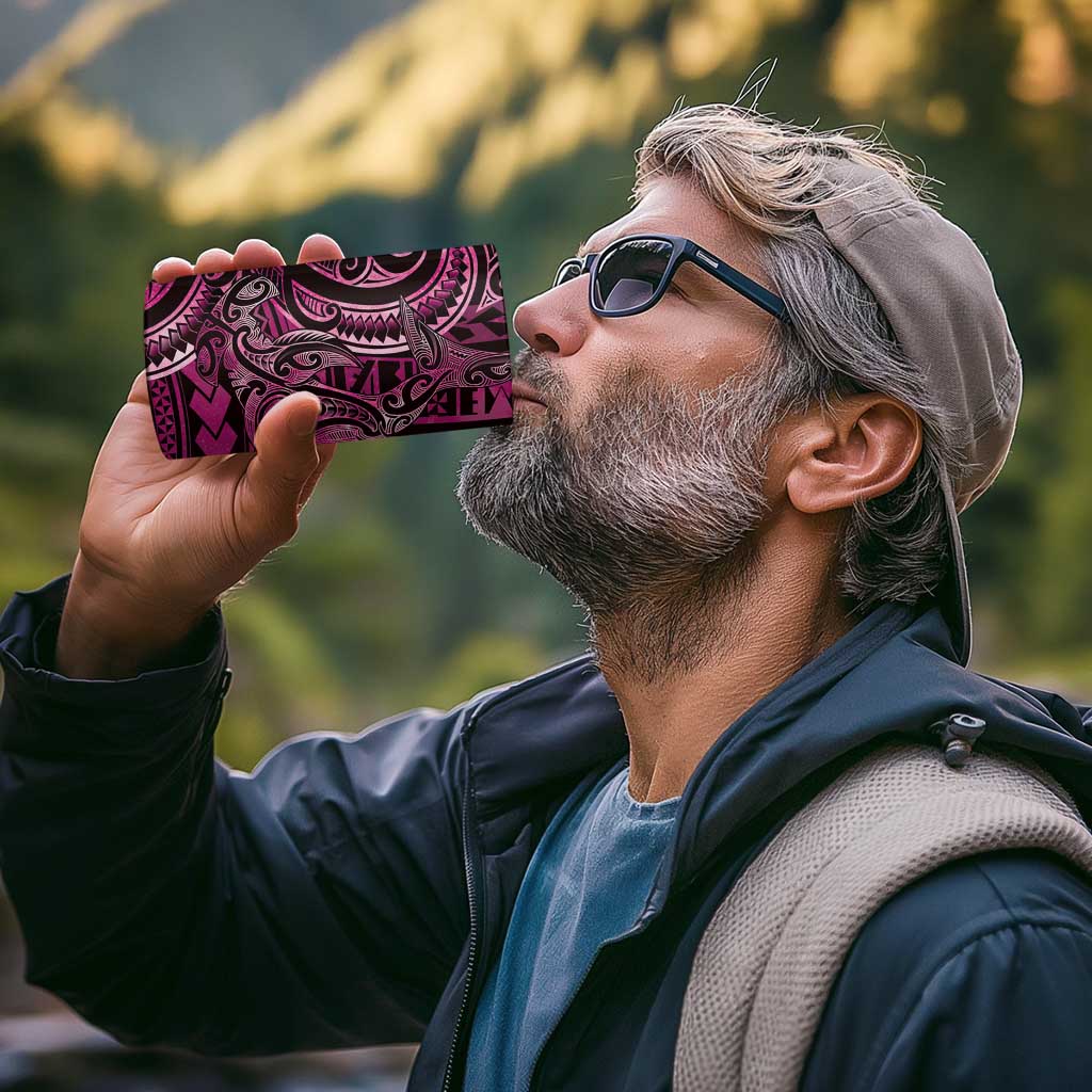 New Zealand Hammerhead Shark 4 in 1 Can Cooler Tumbler Maori Haehae Mangopare Pink - Vibe Hoodie