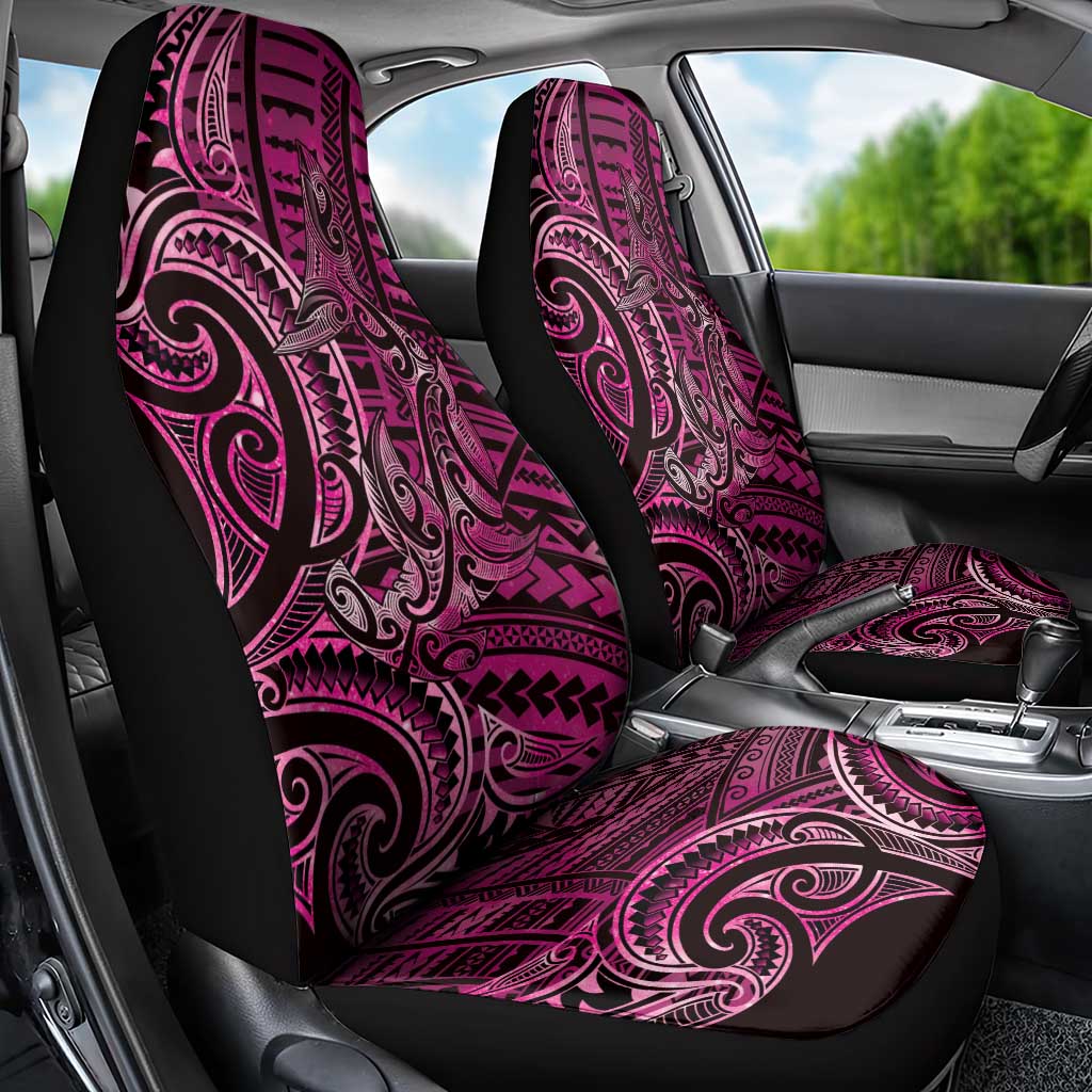 New Zealand Hammerhead Shark Car Seat Cover Maori Haehae Mangopare Pink - Vibe Hoodie