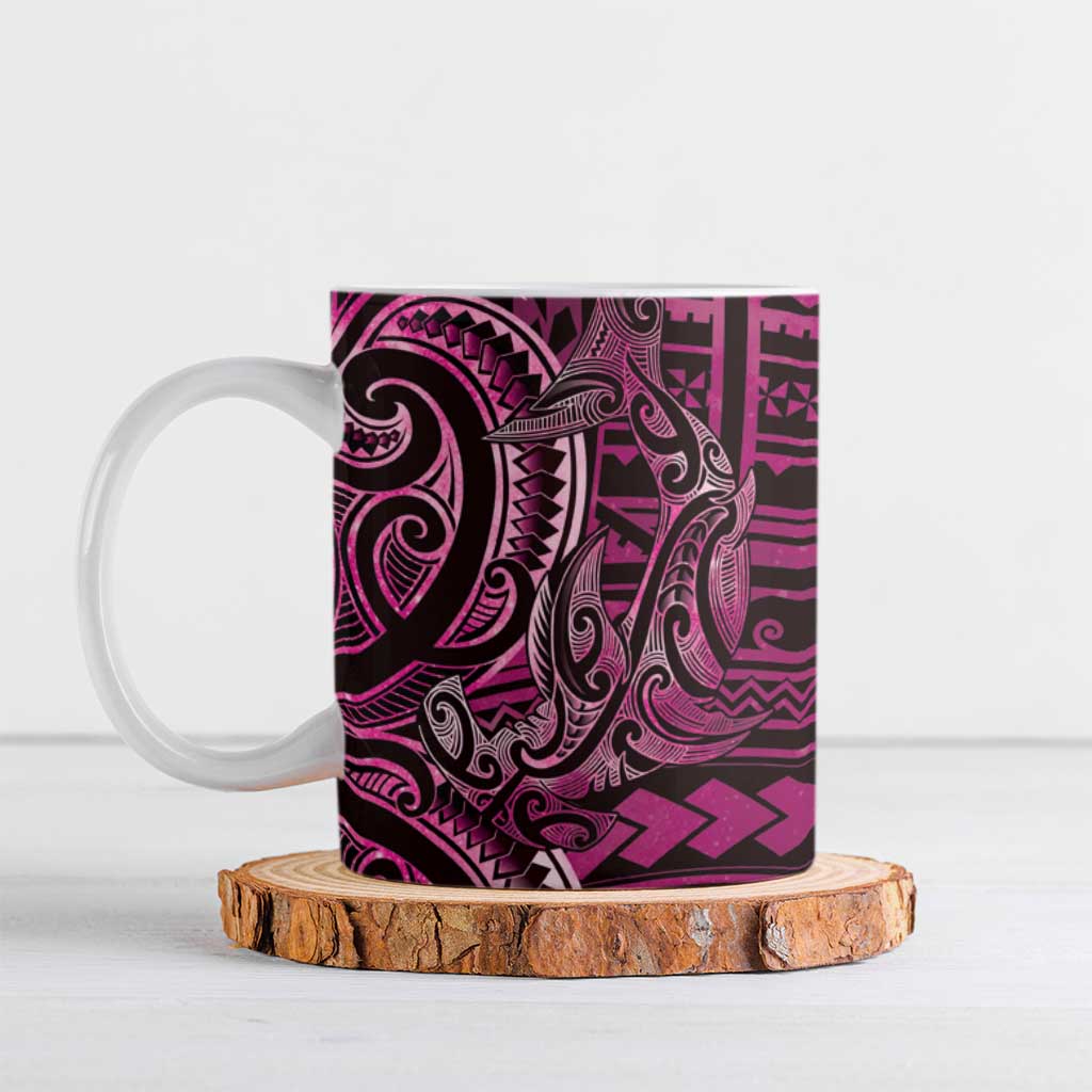 New Zealand Hammerhead Shark Ceramic Mug Maori Haehae Mangopare Pink - Vibe Hoodie