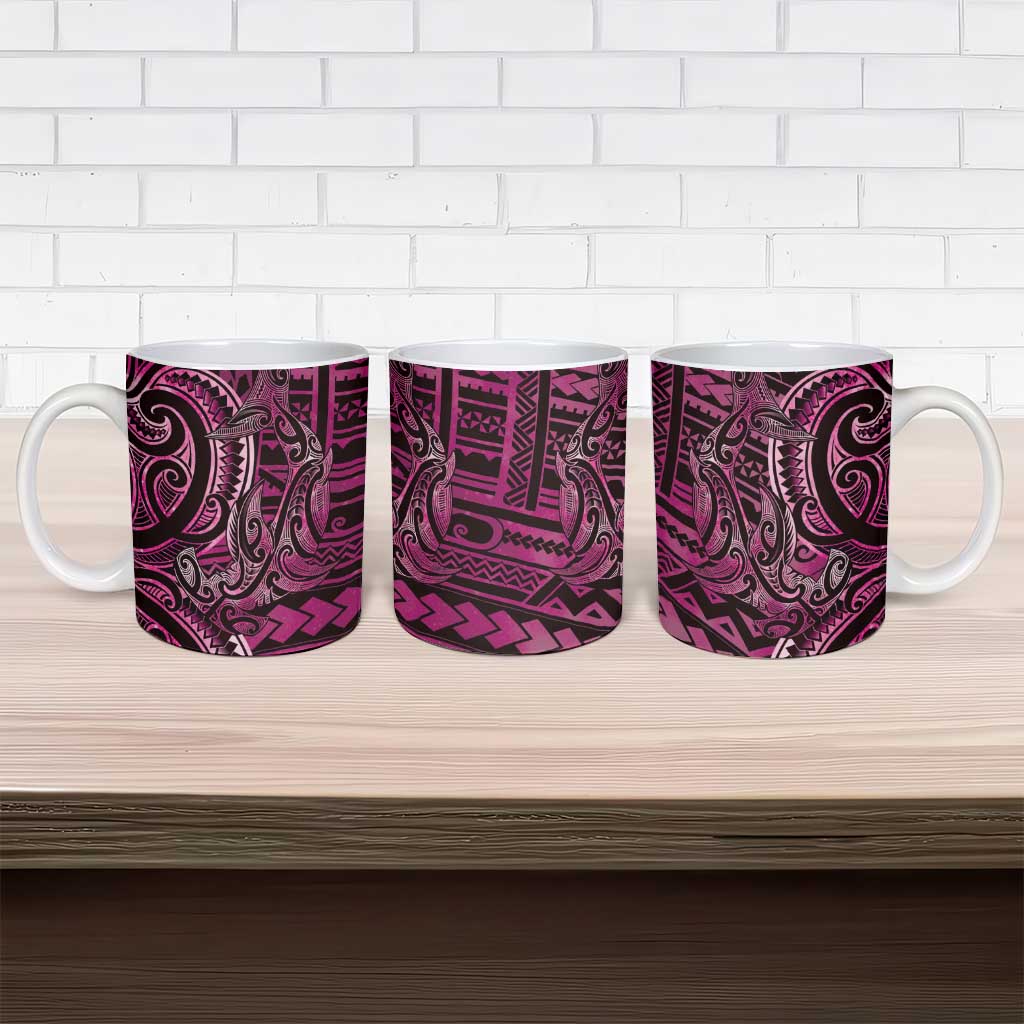 New Zealand Hammerhead Shark Ceramic Mug Maori Haehae Mangopare Pink - Vibe Hoodie