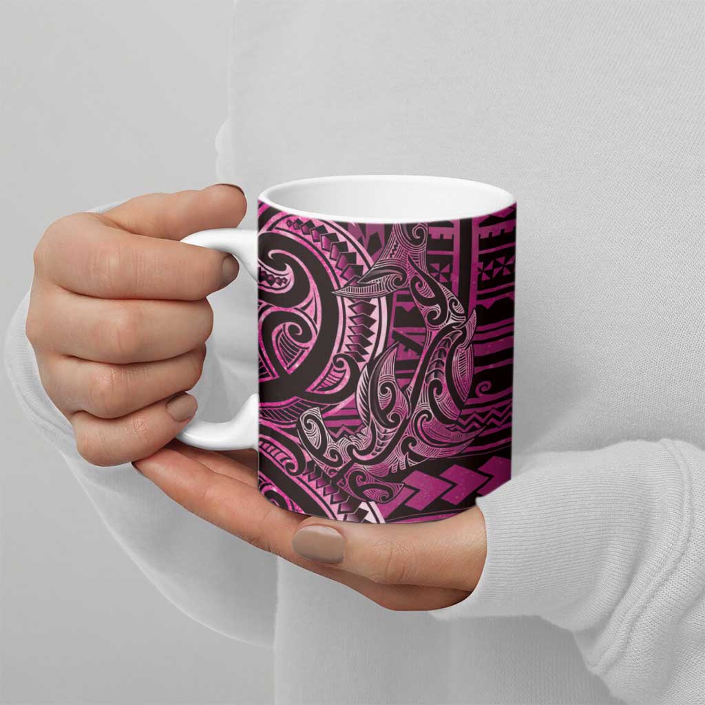 New Zealand Hammerhead Shark Ceramic Mug Maori Haehae Mangopare Pink - Vibe Hoodie