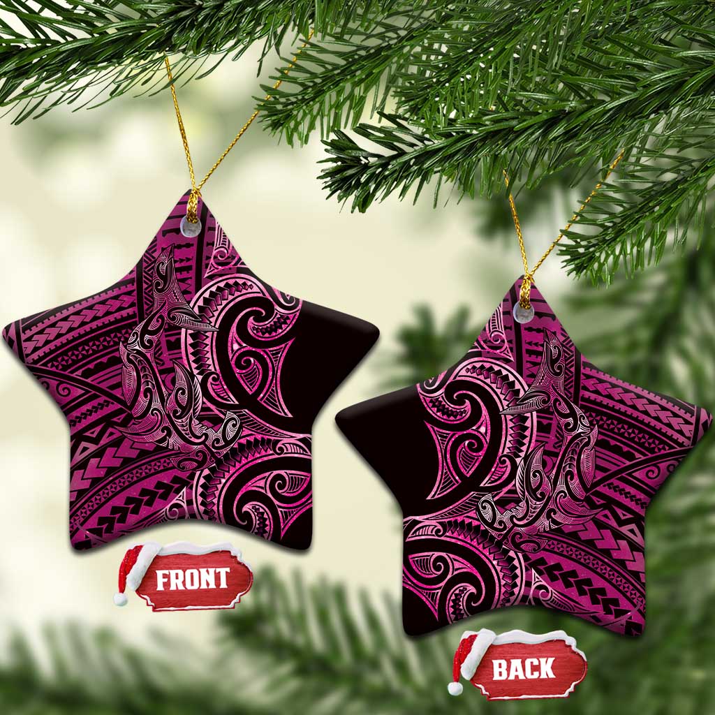 New Zealand Hammerhead Shark Ceramic Ornament Maori Haehae Mangopare Pink - Vibe Hoodie