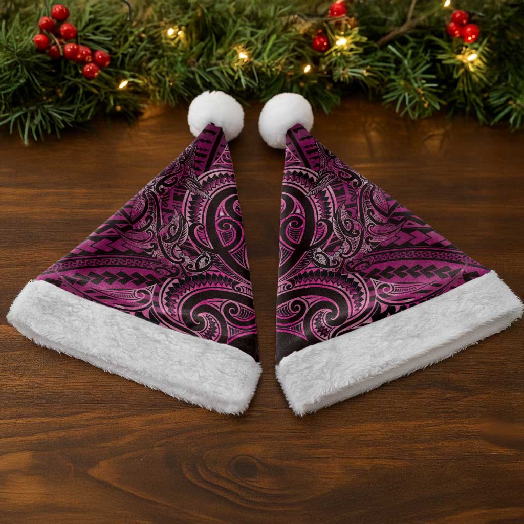 New Zealand Hammerhead Shark Christmas Santa Hat Maori Haehae Mangopare Pink - Vibe Hoodie