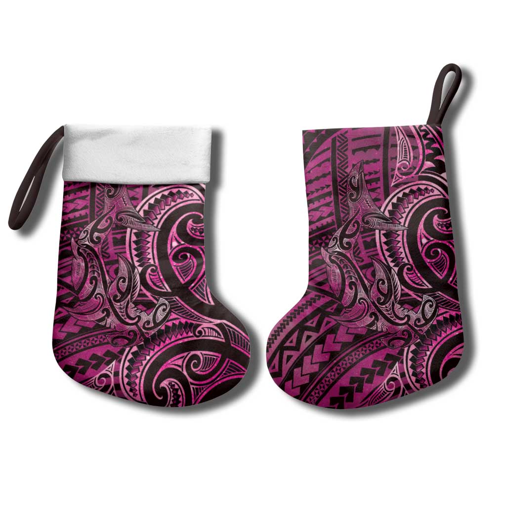 New Zealand Hammerhead Shark Christmas Stocking Maori Haehae Mangopare Pink - Vibe Hoodie