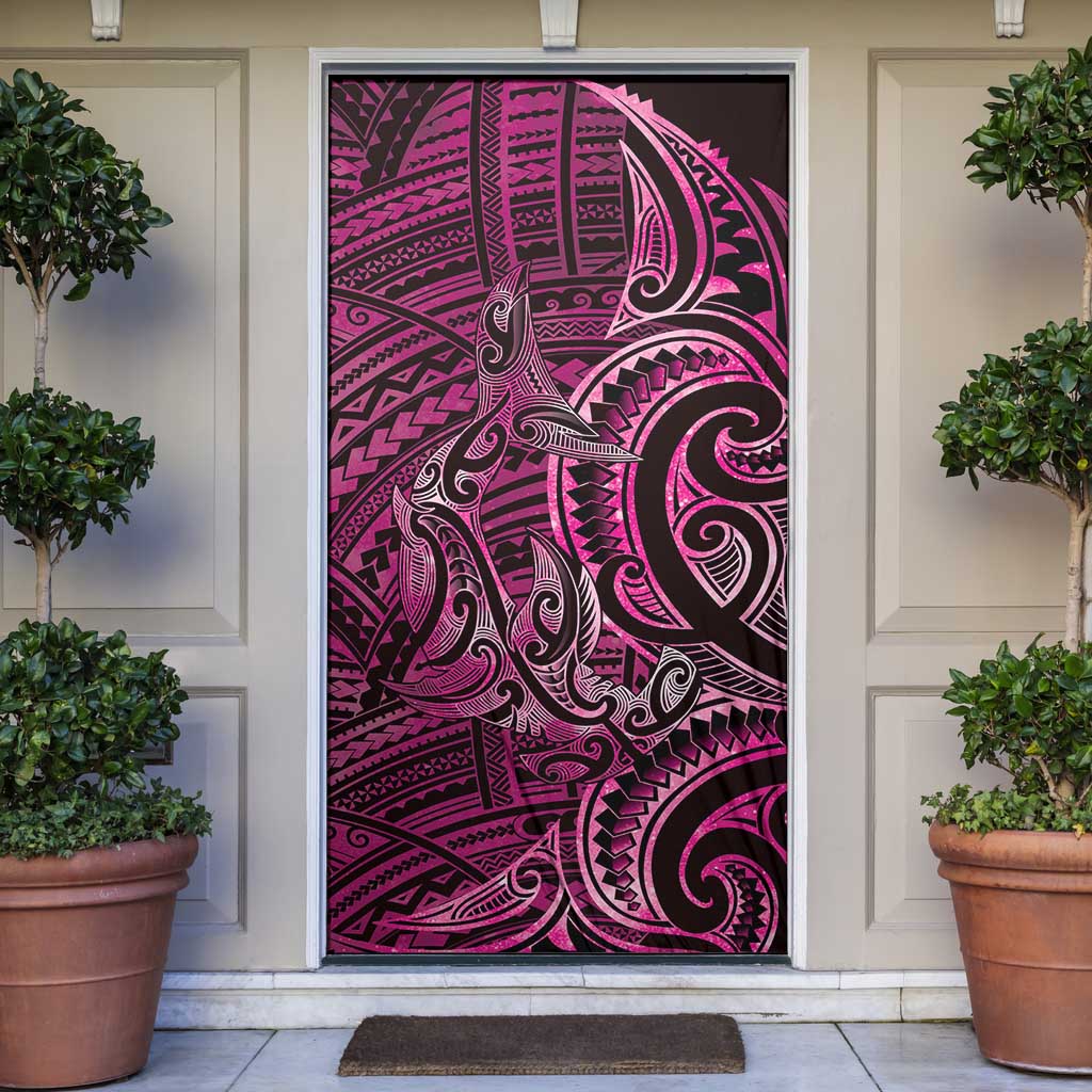 New Zealand Hammerhead Shark Door Cover Maori Haehae Mangopare Pink - Vibe Hoodie