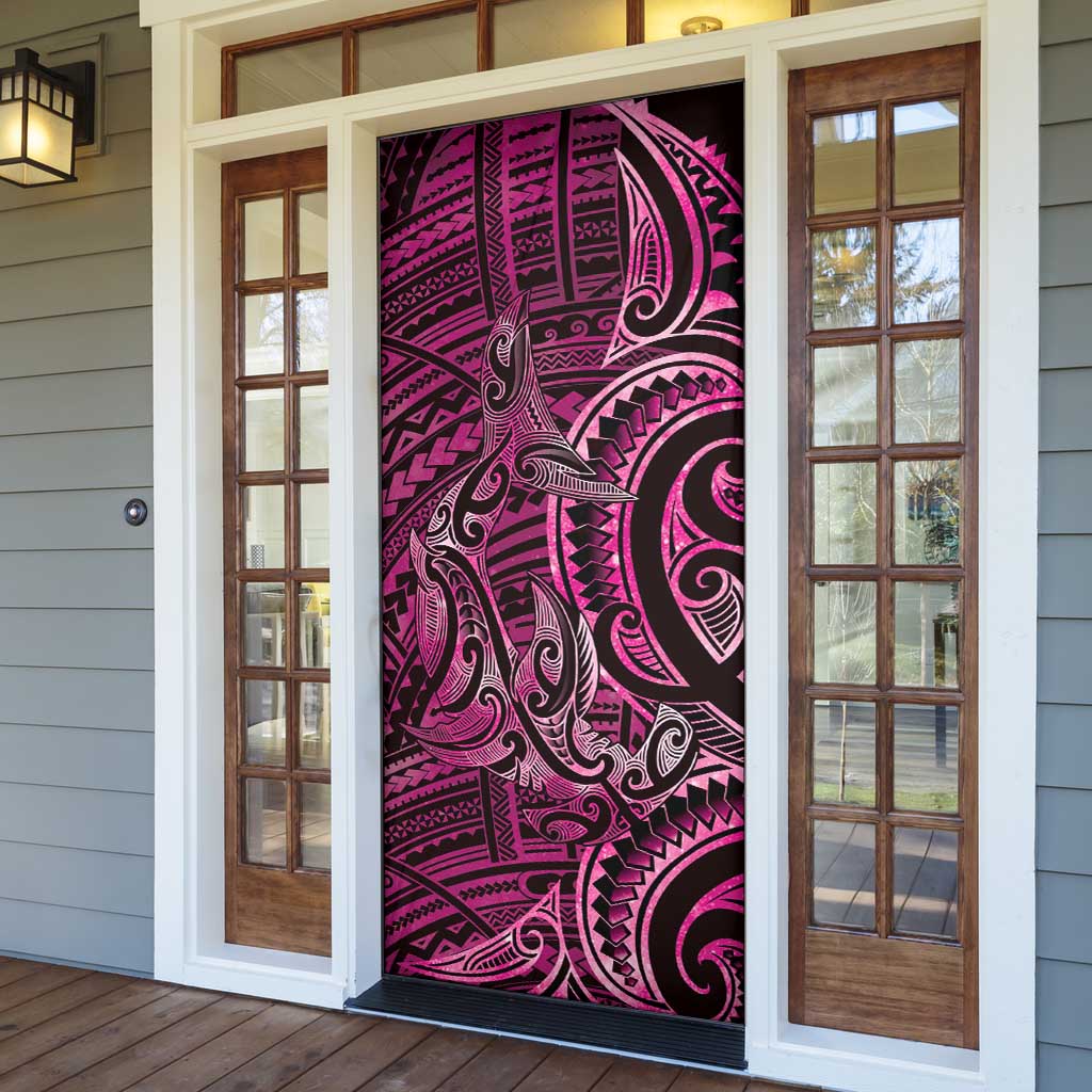 New Zealand Hammerhead Shark Door Cover Maori Haehae Mangopare Pink - Vibe Hoodie