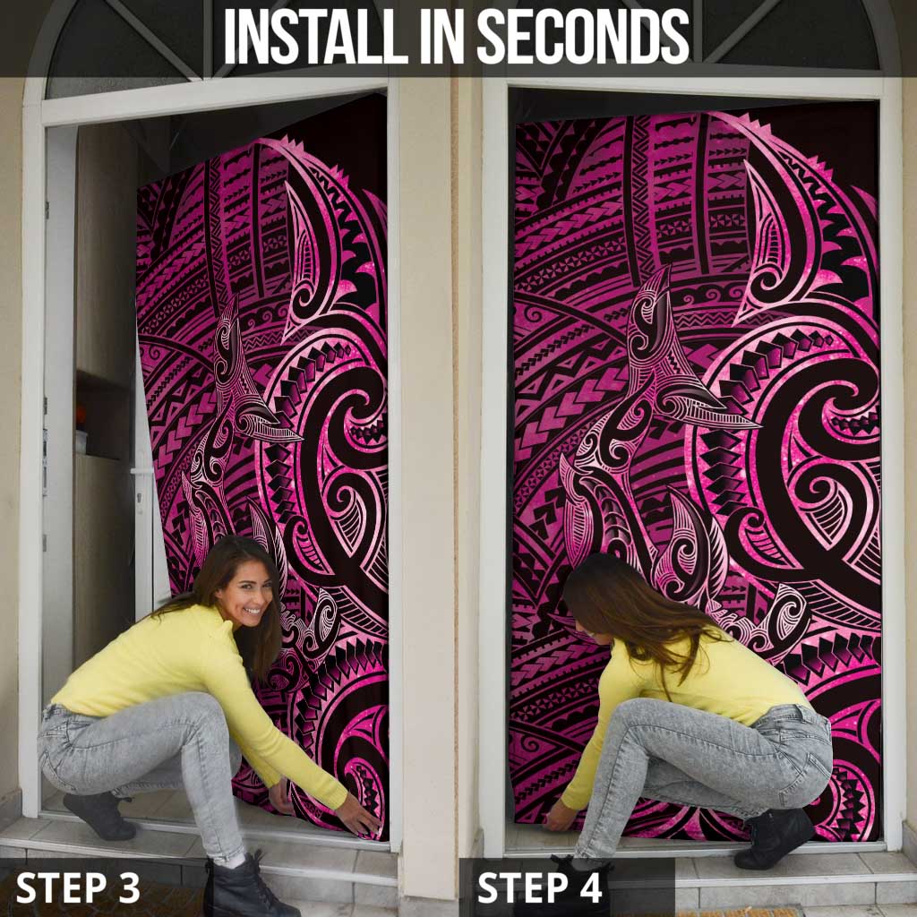 New Zealand Hammerhead Shark Door Cover Maori Haehae Mangopare Pink - Vibe Hoodie