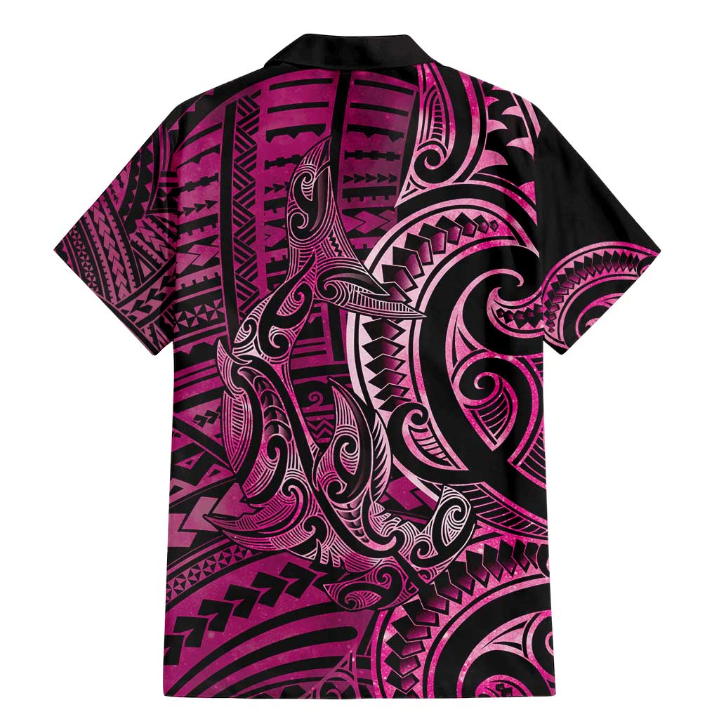 New Zealand Hammerhead Shark Family Matching Mermaid Dress and Hawaiian Shirt Maori Haehae Mangopare Pink - Vibe Hoodie