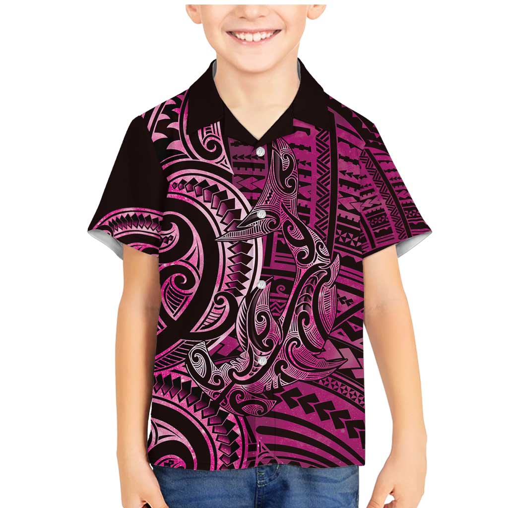 New Zealand Hammerhead Shark Family Matching Mermaid Dress and Hawaiian Shirt Maori Haehae Mangopare Pink - Vibe Hoodie